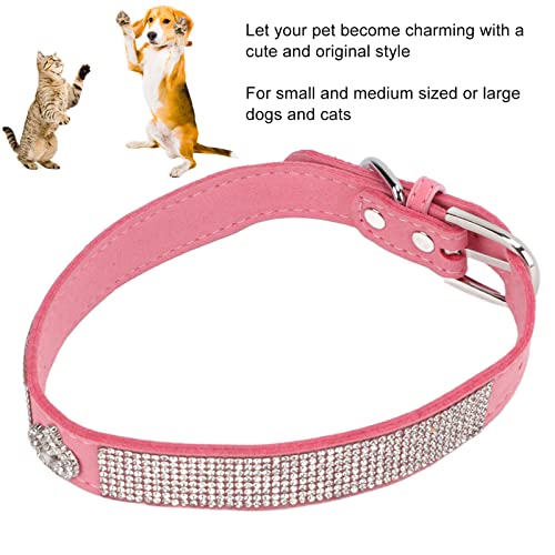 Collar de Perro de Diamantes de Imitación, Collar de Perro de Diamantes de Imitación de de Moda Brillante para Perros para Gatos(Estilo de Corona: Rosa, L)