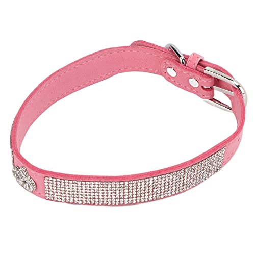 Collar de Perro de Diamantes de Imitación, Collar de Perro de Diamantes de Imitación de de Moda Brillante para Perros para Gatos(Estilo de Corona: Rosa, L)