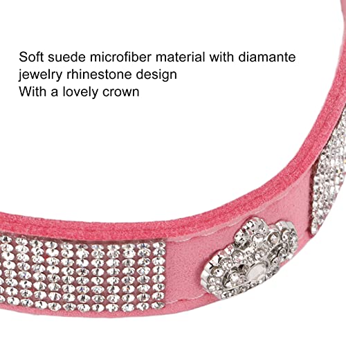 Collar de Perro de Diamantes de Imitación, Collar de Perro de Diamantes de Imitación de de Moda Brillante para Perros para Gatos(Estilo de Corona: Rosa, L)