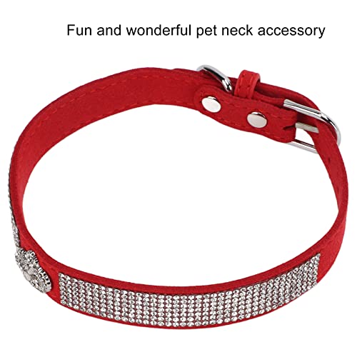 Collar para Mascotas con Diamantes de Imitación, de Diamantes, Collar para Perros, Brillante, de Moda, Ajustable para Gatos para Perros(Sección de la Corona: Rojo, L)