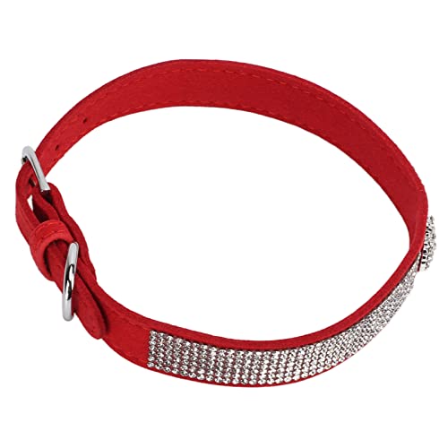 Collar para Mascotas con Diamantes de Imitación, de Diamantes, Collar para Perros, Brillante, de Moda, Ajustable para Gatos para Perros(Sección de la Corona: Rojo, L)