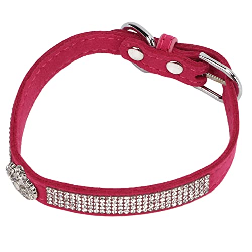 Collar para Mascotas de Diamantes de Imitación Brillante, Collar de Perro de Diamantes de Imitación de Cómodo Y Ajustable Brillante con Hebilla de Metal para(Estilo de la Corona: Rosa roja, M)