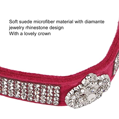 Collar para Mascotas de Diamantes de Imitación Brillante, Collar de Perro de Diamantes de Imitación de Cómodo Y Ajustable Brillante con Hebilla de Metal para(Estilo de la Corona: Rosa roja, M)