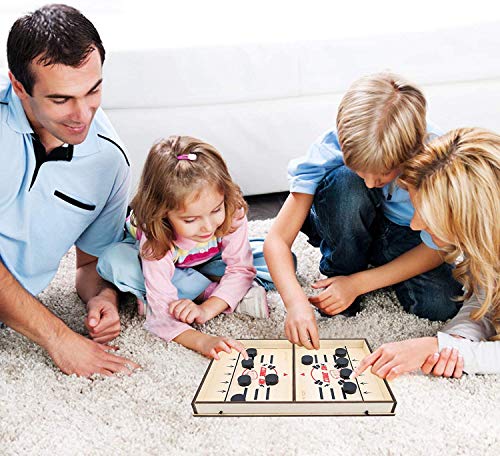 Colmanda Hockey de Madera Juguete de Tablero de Catapulta Juego de Mesa de Hockey Juego de Air Hockey Juego de Escritorio Interactivos Entre Padres e Hijos Actividades de Reunión Familiar (9)