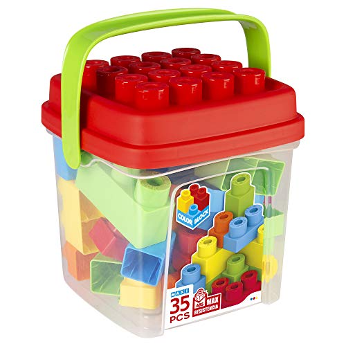 ColorBaby - Bloques construccion niños, Juguete bebe, Cubo bloques de construccion, Juguetes bebe 1 año, Ladrillos Maxi, Piezas construccion bebe, Juguetes motricidad fina (49279)