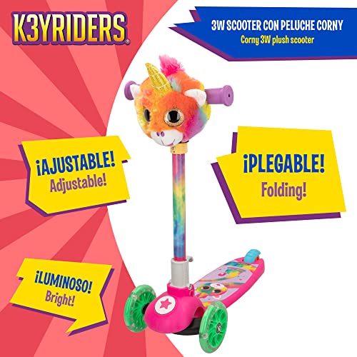 ColorBaby K3YRIDERS 46773 - K3yriders-Scooter 3 Ruedas Peluche Unicornio