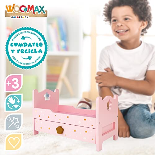 ColorBaby WOOMAX 49363 - Woomax-Cama de Madera para muñecas +3a