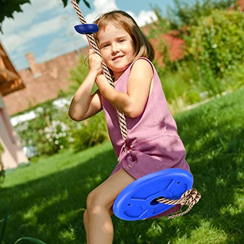 Columpio de escalada de cuerda, columpio de cuerda ajustable, 2 m, con guantes de protección para niños, disco de columpio colgante adecuado para jardines exteriores, árboles, balcón, patio, playa