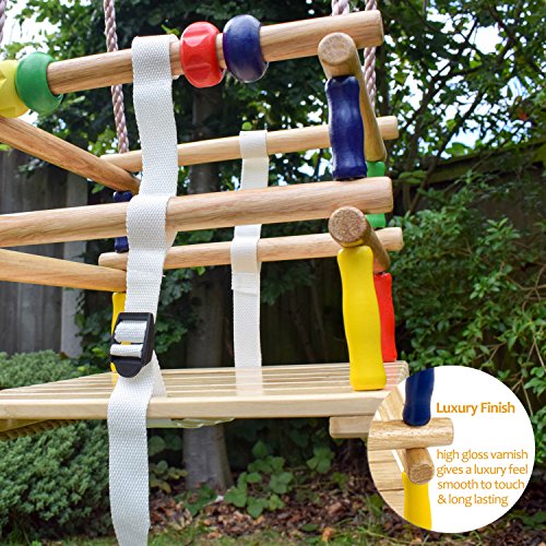 Columpio De Madera Maciza para Niños con Arnés De Seguridad Y Cuentas De Juegos - Adorable Columpio para Jardín O Guardería