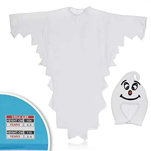 com-four® Disfraz de Fantasma para niños - Disfraz de Halloween Fantasma con Capucha - Disfraz de Fantasma para niños y niñas, 110 cm (110cm)