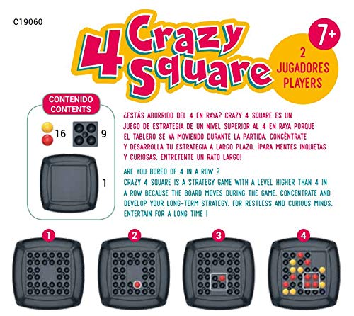 Comansi- Crazy 4 Square Juego Raya. Nueva Versión Cuatro en el Cuadrado, Multicolor (C19060)