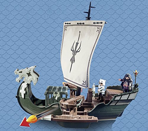 Cómo entrenar a tu Dragón-Barco de Drago How To Train Your Dragon Vehículos de Juguete, Color marrón, Verde, Gris, 51,5 x 14,2 x 38,5 cm Playmobil 9244