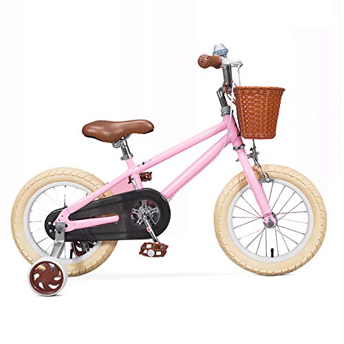 con Campanas Y Herramientas,14 Pulgadas Chicos Chicas Bicicleta para 3-8 Años,Bicicleta con Estabilizadores para Los Niños,Mini Triciclo para Los Niños Estudiantes-Rosa 14inch