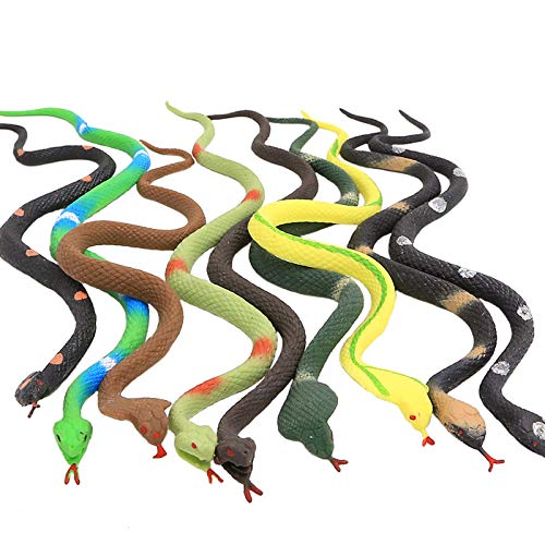 conjunto de juguetes de serpiente de 9 paquetes,La figura de serpiente del mundo zoológico mantiene los pájaros alejados. Juguete de Baño de Serpiente Falso y Blando del Jardín de Selva Tropical.