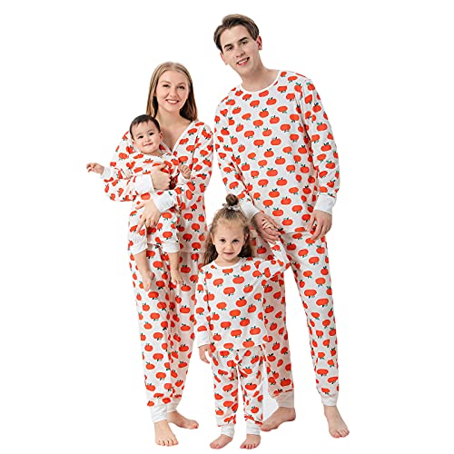 Conjunto de Pijamas Familiares Halloween, Pijamas Estampado de Calabazas Familia Disfraces de Dormir Set para Familia de Cuatro Mujer Hombres Niño Bebé, Ropa de Dormir Camisones(A-Bebé,9 meses)