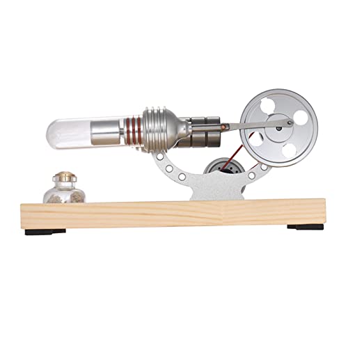 conpoir Mini Hot Air Stirling Engine Motor Model Electricity Generator Base de Madera Física Ciencia Juguete Educativo