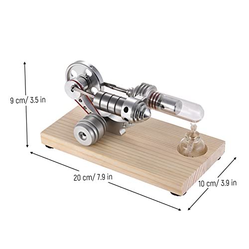 conpoir Mini Hot Air Stirling Engine Motor Model Electricity Generator Base de Madera Física Ciencia Juguete Educativo