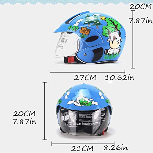 COOKTOP Casco De Motocross para Niños, Casco De Motocicleta para Niños, Niños Y Niñas, Bicicleta, Scooter, Deportes Al Aire Libre, Visor De Sol Durante 3-10 Años, 48 ​​~ 52 Cm,Azul