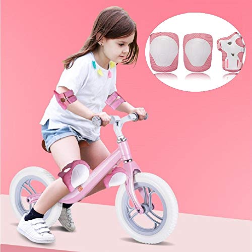 COOLGO Juego de equipo de protección para niños, rodilleras, coderas, muñequeras, 6 unidades, para monopatín multideportes, patinaje en línea, patines de ciclismo, bicicleta BMX (rosa)