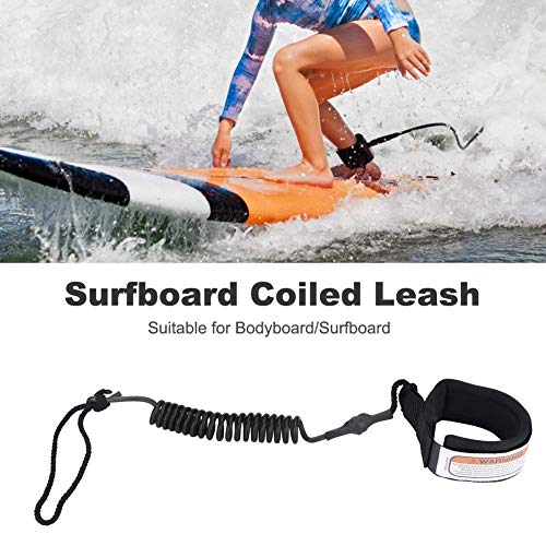 Correa for Tabla de Surf - Stand Up Paddle Board 5mm Coiled Spring Leg Foot Rope Surf Leash for Tabla de Surf (Negro)