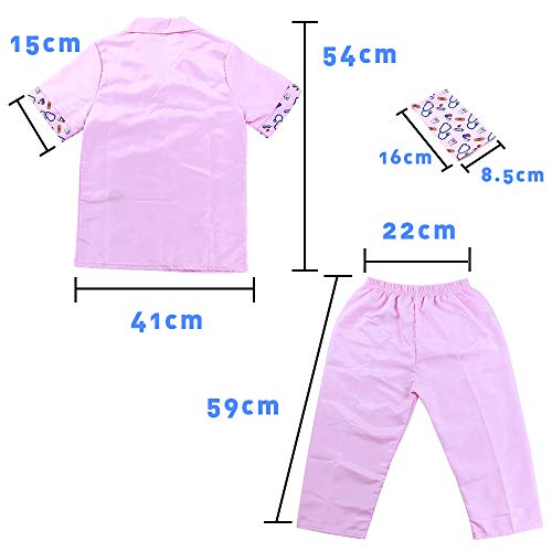 Cosplay Disfraz Bata Medico Juguetes Montessori Juego de rol de Médico de Regalos Disfraz para Enfermeras Niña Niño 3 4 5 6 Años (3PCS)