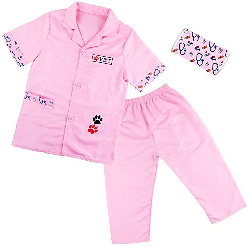 Cosplay Disfraz Bata Medico Juguetes Montessori Juego de rol de Médico de Regalos Disfraz para Enfermeras Niña Niño 3 4 5 6 Años (3PCS)