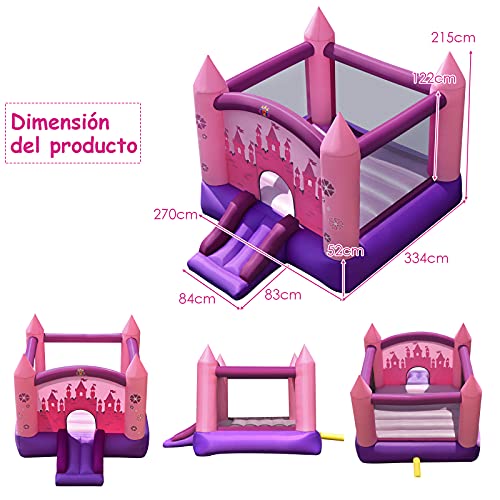 COSTWAY Castillo Hinchable con Tobogán para Niños con Soplador de 350W Centro de Juego con Bolsa de Transporte y Kit de Reparación para Parque Patio Jardín Exterior