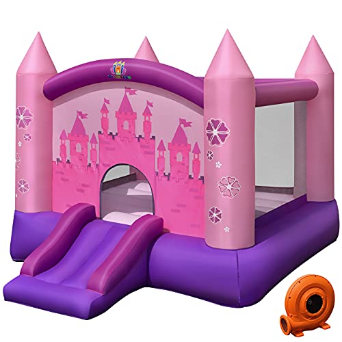 COSTWAY Castillo Hinchable con Tobogán para Niños con Soplador de 350W Centro de Juego con Bolsa de Transporte y Kit de Reparación para Parque Patio Jardín Exterior