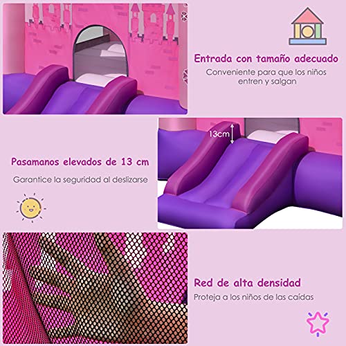 COSTWAY Castillo Hinchable con Tobogán para Niños con Soplador de 350W Centro de Juego con Bolsa de Transporte y Kit de Reparación para Parque Patio Jardín Exterior