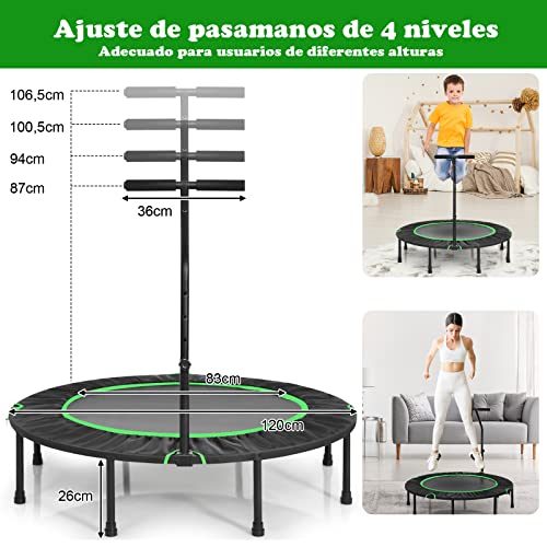 COSTWAY Mini Trampolín de φ120 cm Cama Elástica Fitness Trampolín Plegable para Exterior Interior (Verde)