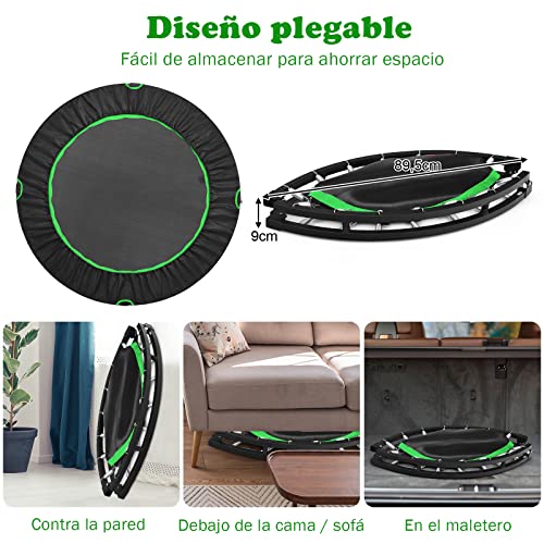 COSTWAY Mini Trampolín de φ120 cm Cama Elástica Fitness Trampolín Plegable para Exterior Interior (Verde)