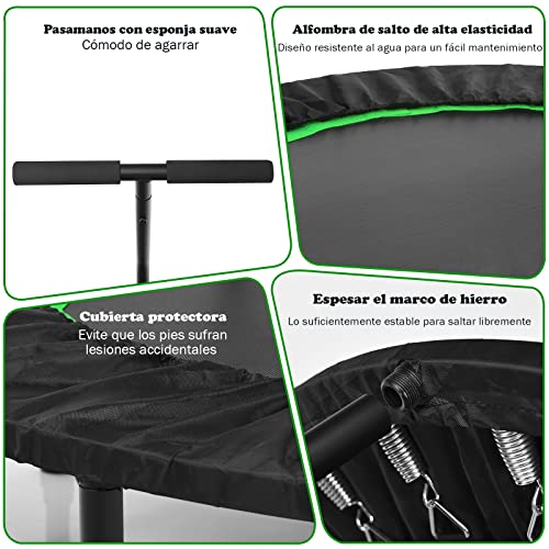 COSTWAY Mini Trampolín de φ120 cm Cama Elástica Fitness Trampolín Plegable para Exterior Interior (Verde)