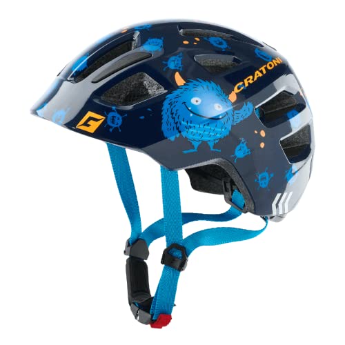 Cratoni Maxster Monster Blue Glossy - Casco para niños y jóvenes, XS-S (46-51 cm)