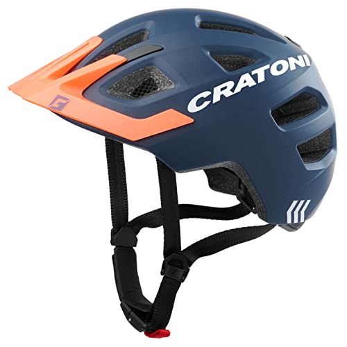 Cratoni Maxster Pro - Casco de bicicleta para niños y jóvenes XS-S (46-51 cm), color azul y naranja mate