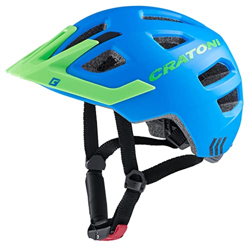 Cratoni Maxster Pro - Casco de bicicleta para niños y jóvenes XS-S (46-51 cm), color azul y verde mate