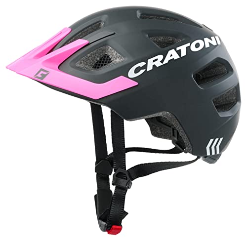 Cratoni Maxster Pro - Casco de bicicleta para niños y jóvenes XS-S (46-51 cm), color negro y rosa mate