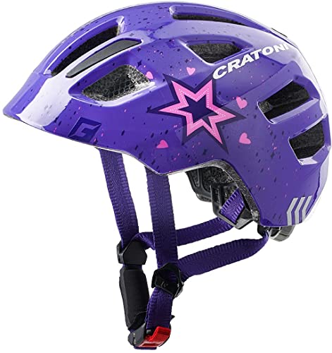 Cratoni Maxster Star Purple Glossy - Casco de bicicleta para niños y jóvenes, talla S-M (51-56 cm)