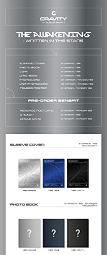 Cravity - The Awakening : Written In The Stars [Youth ver.] (1st Album) Album+BolsVos K-POP Webzine (20p), Decorative Stickers, Photocards