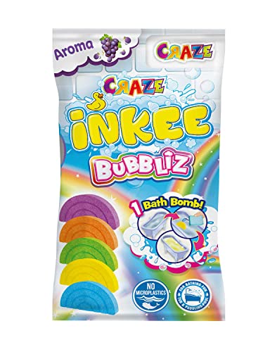 CRAZE INKEE Bombas Niños con Forma de arcoíris Bubbliz con Aroma a UVA en 5 Colores Diferentes, Juguetes baño 26830, Multicolor