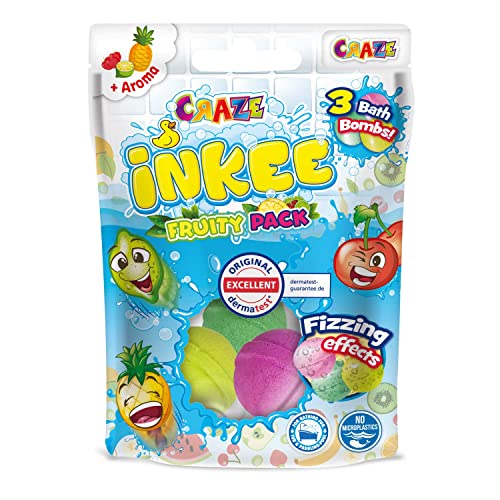 CRAZE INKEE Fruity Pack 3 Bombas Niños, con 3 Aromas de Frutas Diferentes, Lima Cereza y piña, Juguetes baño, 25871, Multicolor