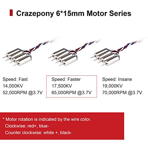 Crazepony-UK 4pcs 6x15mm motore (velocità: più veloce) 17500KV TW salsa speciale edizione por lama Inductrix Whoop piccoli con anelli en gomma Micro JST conector 1,25 bono