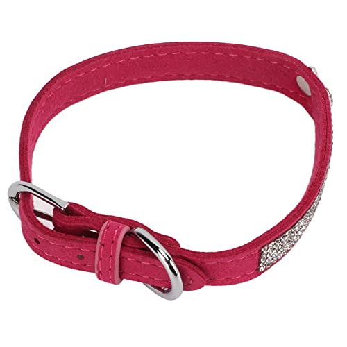 Crown Diamante Jewelry Collar de Perro, Collar de Perro de Diamantes de Imitación Microfibra de Gamuza Elástica de Moda Cómodo para Perros para Gatos(Estilo de la Corona: Rosa roja, S)