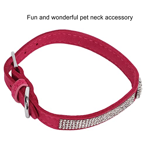 Crown Diamante Jewelry Collar de Perro, Collar de Perro de Diamantes de Imitación Microfibra de Gamuza Elástica de Moda Cómodo para Perros para Gatos(Estilo de la Corona: Rosa roja, S)