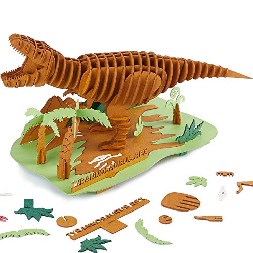 CUPUZ Rompecabezas de papel 3D, 3 dinosaurios surtidos, modelos de cartón premium, kit de bricolaje para niños, manualidades educativas, Rex, Stegosaurus, Brachiosaurus Puzzles