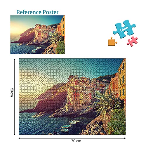 Cuteefun Puzzle 1000 Piezas Adultos Puzzle Paisaje Cinque Terre Rompecabezas Interesante Desafío Cerebral Regalo Ideal para Niños Adolescentes