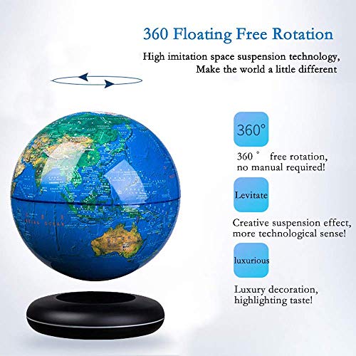 cvhtroe Globo Flotante de levitación magnética, Regalos de San Valentín para él, Bola Auto-giratoria, Mapa del Mundo antigravedad, Gadgets de tecnología Fresca de la Tierra (Dorado)