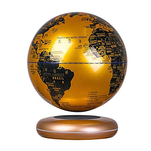 cvhtroe Globo Flotante de levitación magnética, Regalos de San Valentín para él, Bola Auto-giratoria, Mapa del Mundo antigravedad, Gadgets de tecnología Fresca de la Tierra (Dorado)