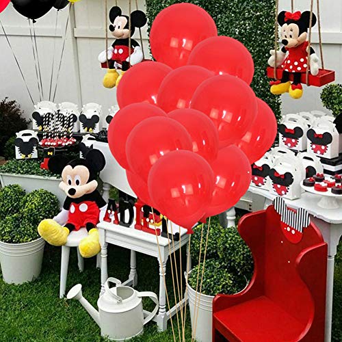 CYSJ 31 Pcs Mickey Mouse Decoraciones de Fiesta Artículos para la Fiesta de Minnie Mouse Themed Pancarta de Feliz Cumpleaños Globos y Adornos para Tartas Sombrero de cumpleaños