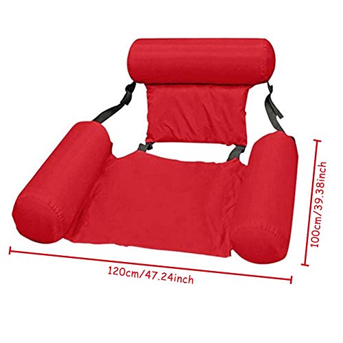 CYSJ Cama Inflable Hamaca Flotante Tumbonas Natación Inflable Agua Hamaca Verano Neumáticas Plegables Flotante Sofá Silla Flotador Tumbona De Piscina Playa Deportes Acuáticos - Rojo