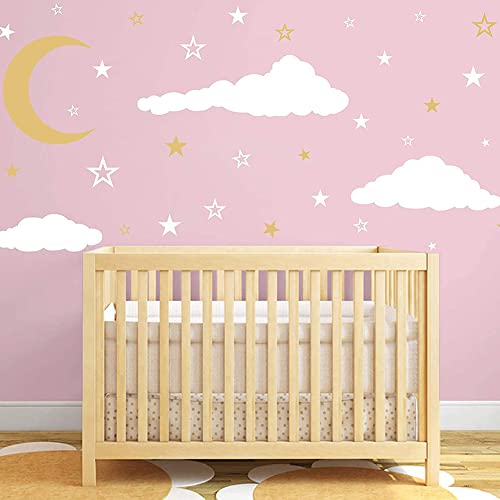 DanLink Pegatinas de Pared Autoadhesivas Luna Nubes Estrellas patrón calcomanías Impermeables para habitación de niños decoración de diseño de jardín de Infantes